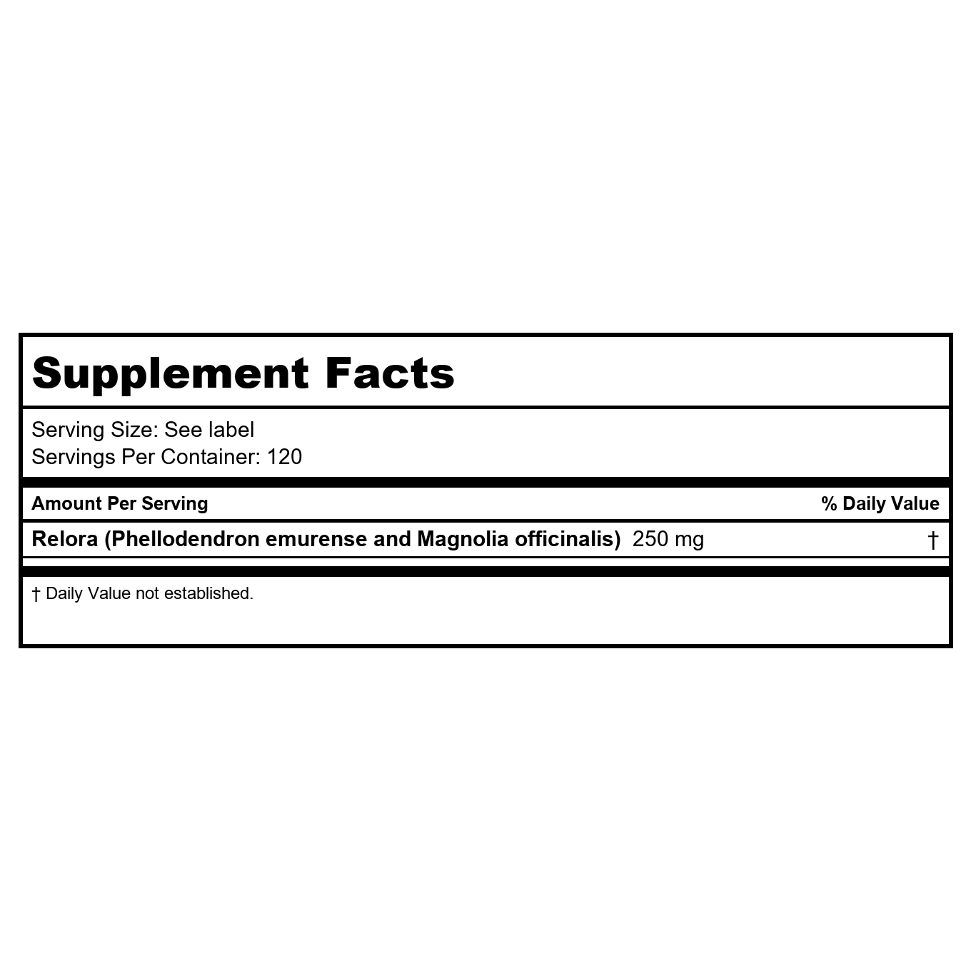 Lifetime Relora 250mg 120 Vcaps   29004