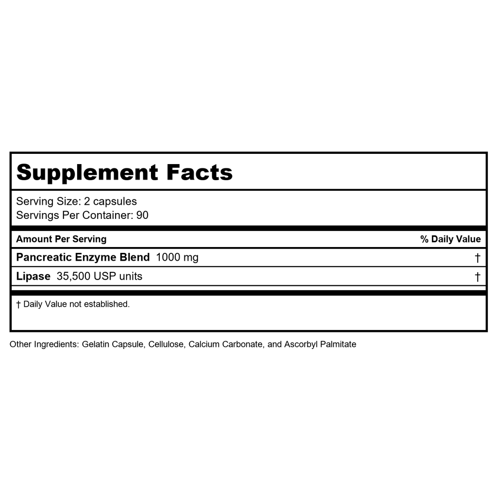 Vital Nutrients Pancreatic Enzymes 1000mg 180 Capsules