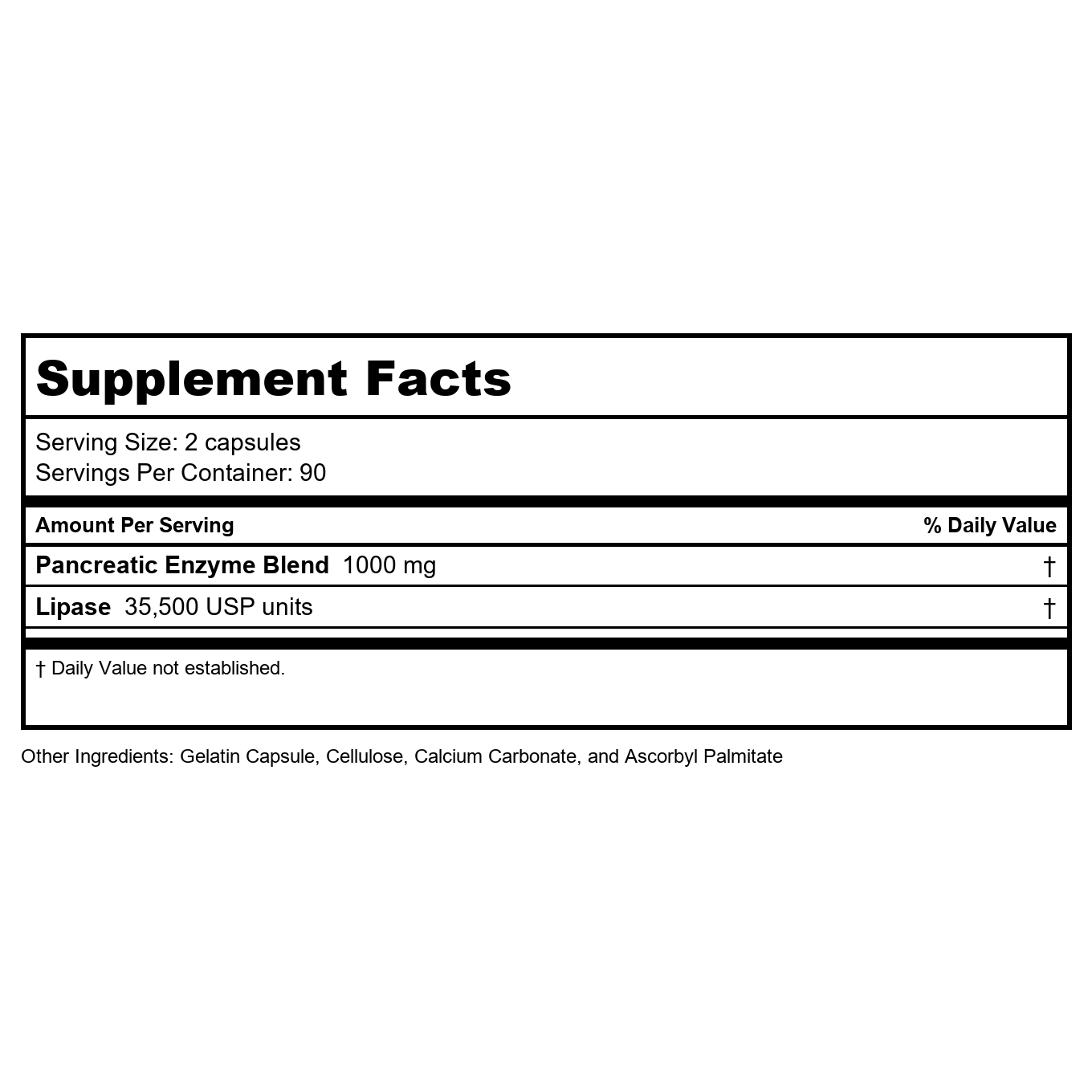 Vital Nutrients Pancreatic Enzymes 1000mg 180 Capsules