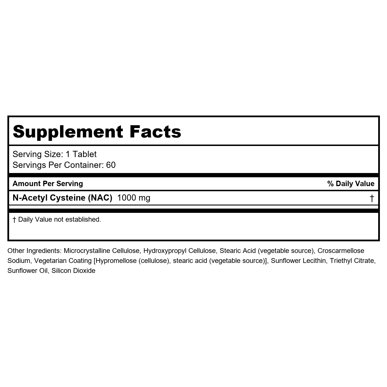 Now NAC 1000mg 60 Tablets