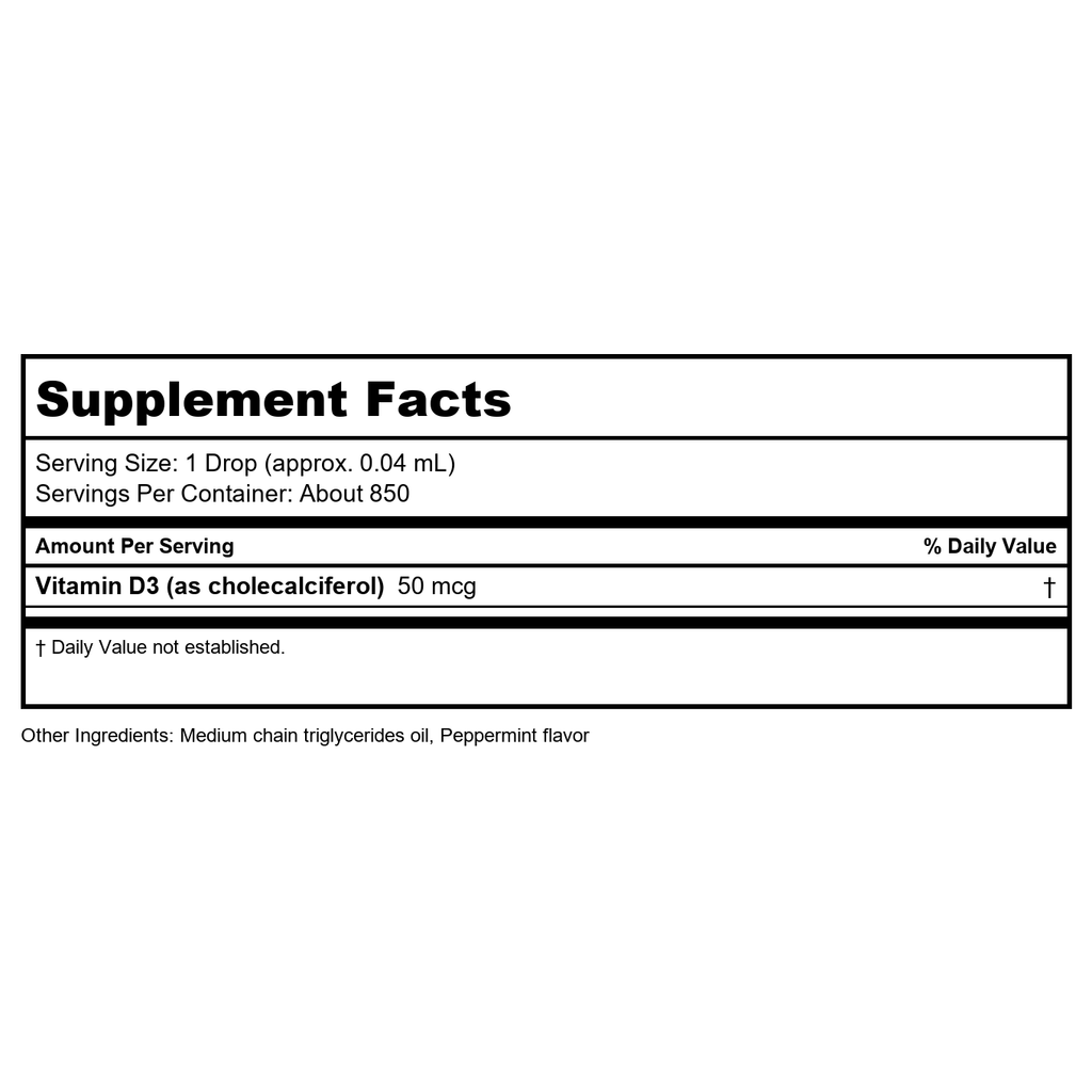 Life Extension Liquid Vitamin D3 Mint 2000 IU 1oz