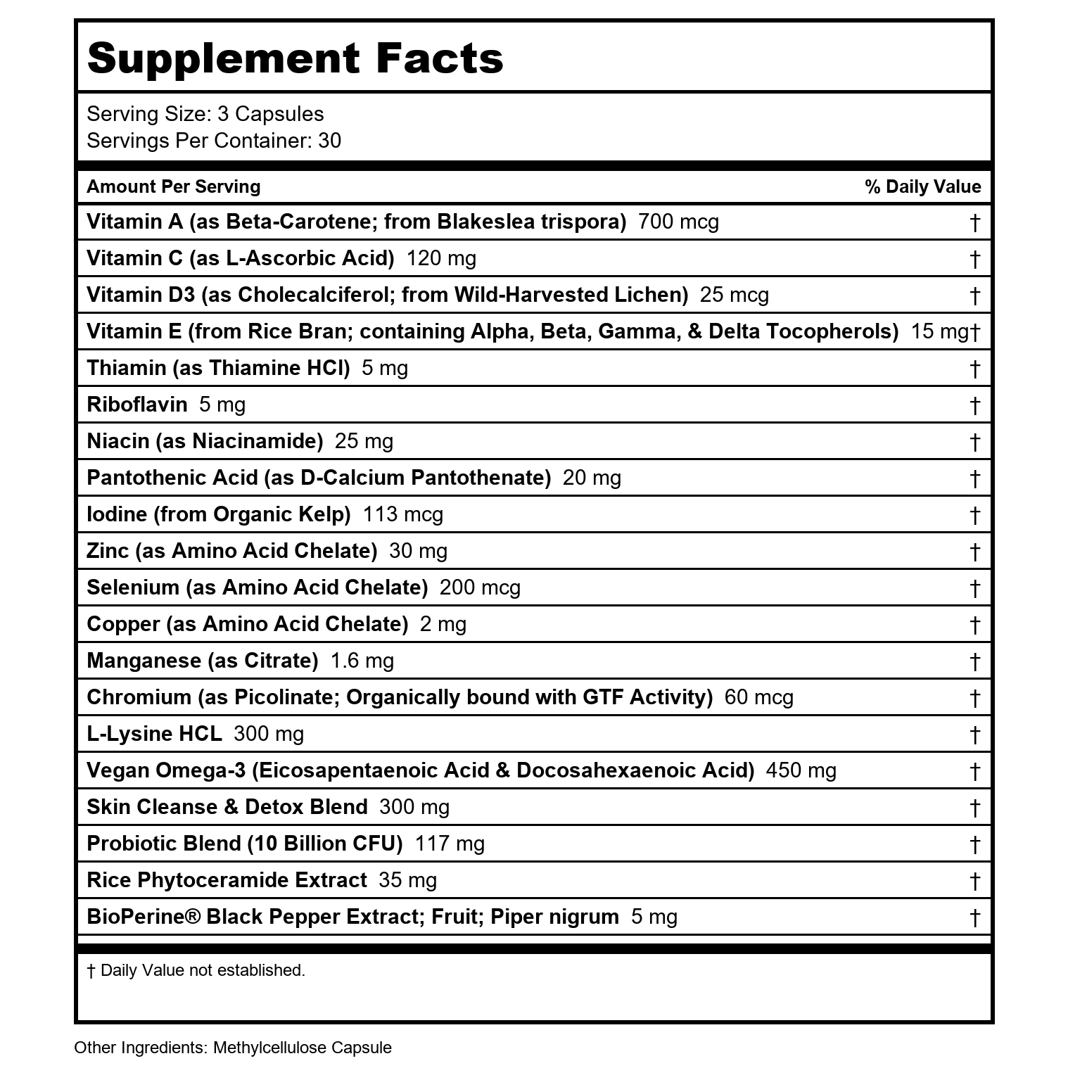 Codeage - Clearface Pantothenic Acid, Niacin, Vitamins A, C, D3, E, FloraFIT Probiotics - 90 Capsules