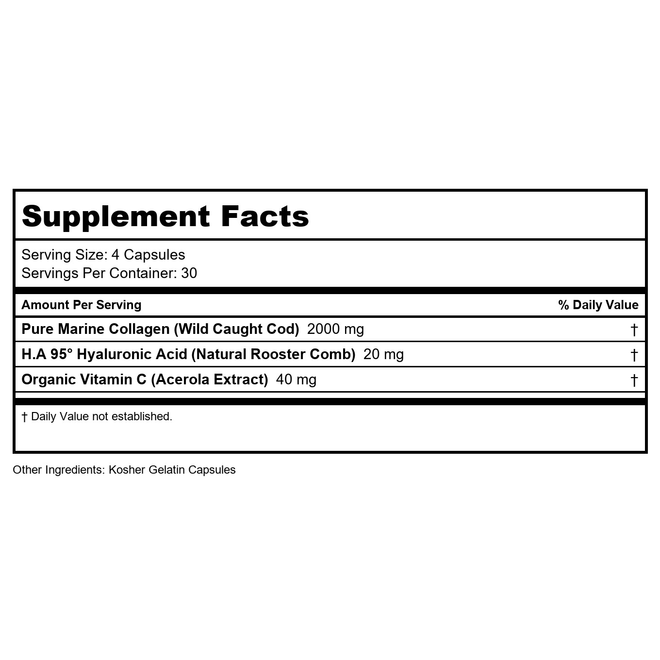 Longevity by Nature - Pure Marine Collage Peptide Type I & III - 120 Capsules