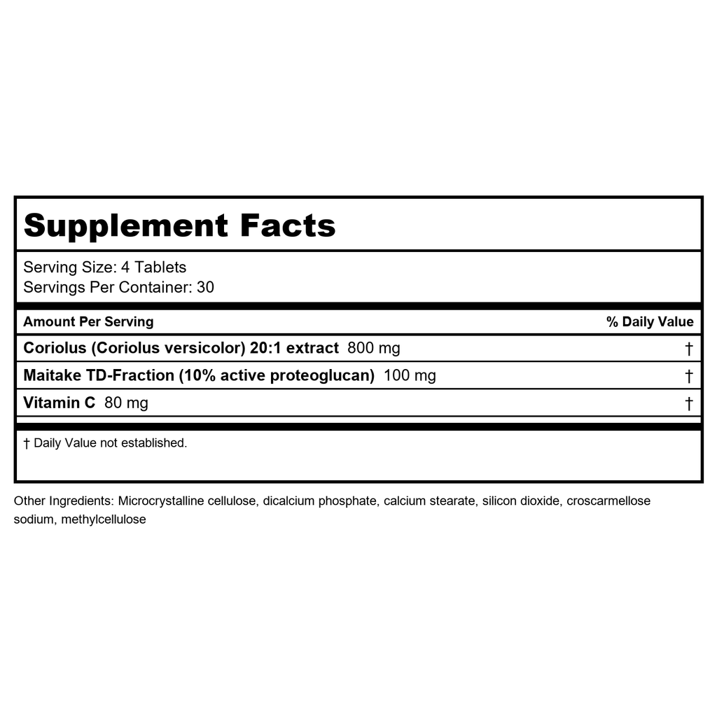 Mushroom Wisdom - Super Coriolus - 120 Vegetarian Tablets Formerly Maitake Products