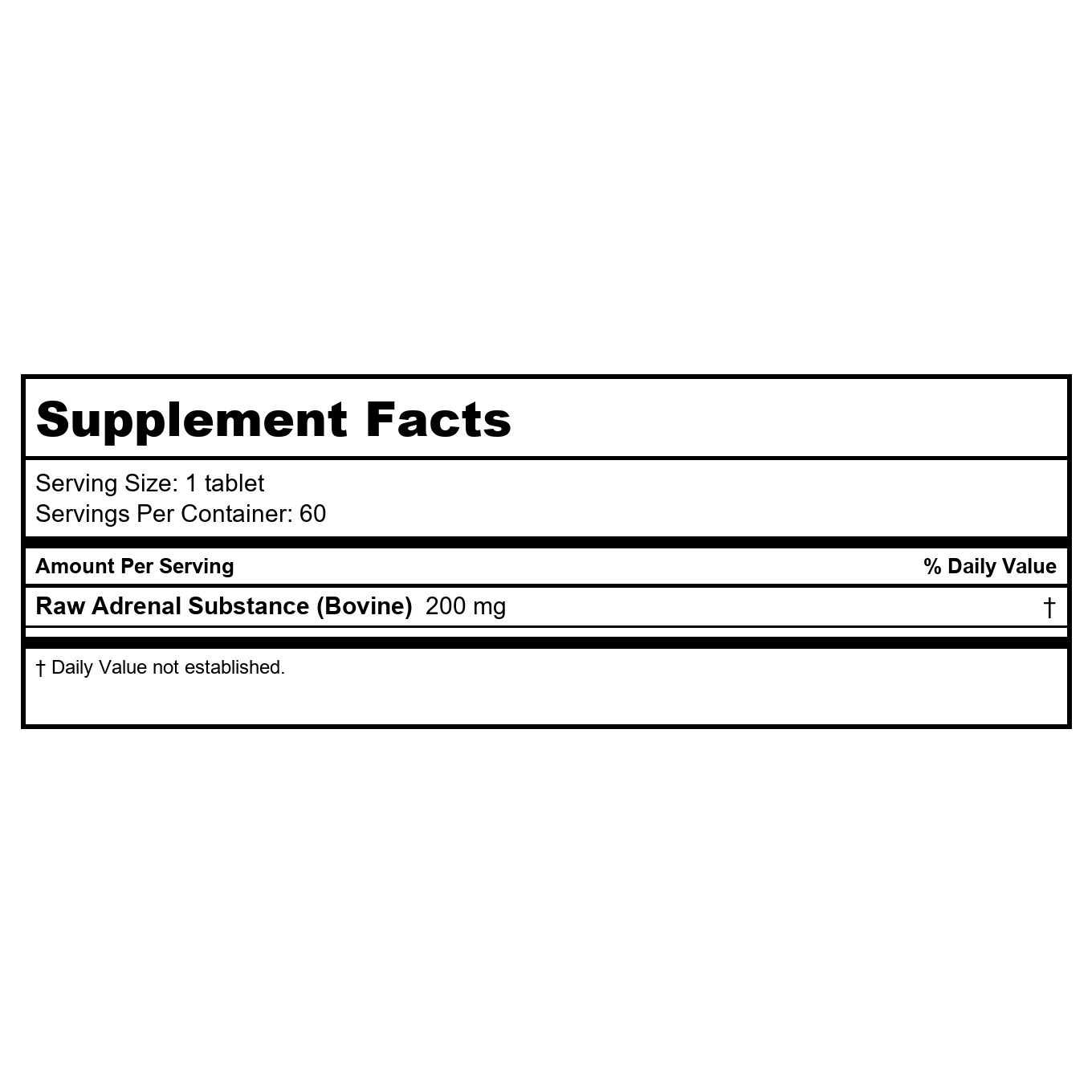 Ultra Enterprises - Raw Adrenal 200 mg. - 60 Tablets