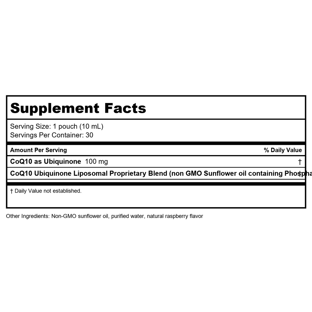 Codeage - Wonder Heart Liquid Liposomal CoQ10 as Ubiquinone with Non-GMO Sunflower Oil Raspberry Flavor - 30 Pouches