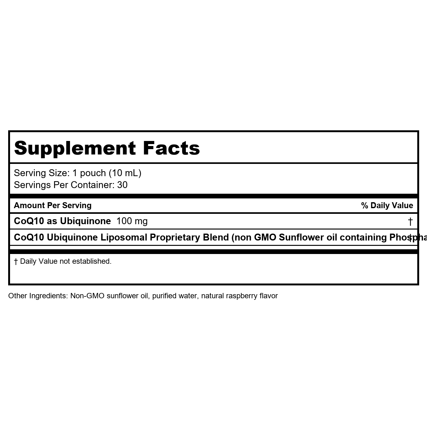 Codeage - Wonder Heart Liquid Liposomal CoQ10 as Ubiquinone with Non-GMO Sunflower Oil Raspberry Flavor - 30 Pouches