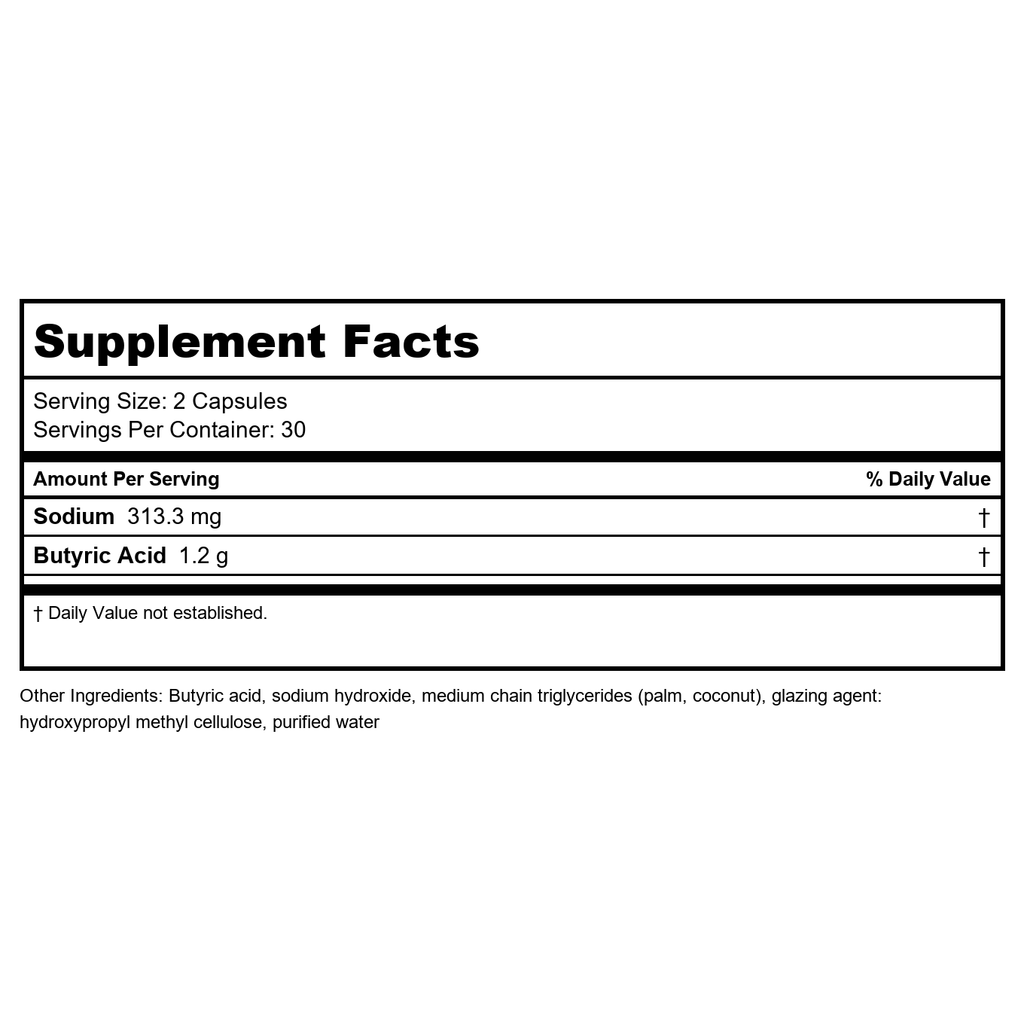 BodyBio - Sodium Butyrate Short Chain Fatty Acid - 60 Capsules