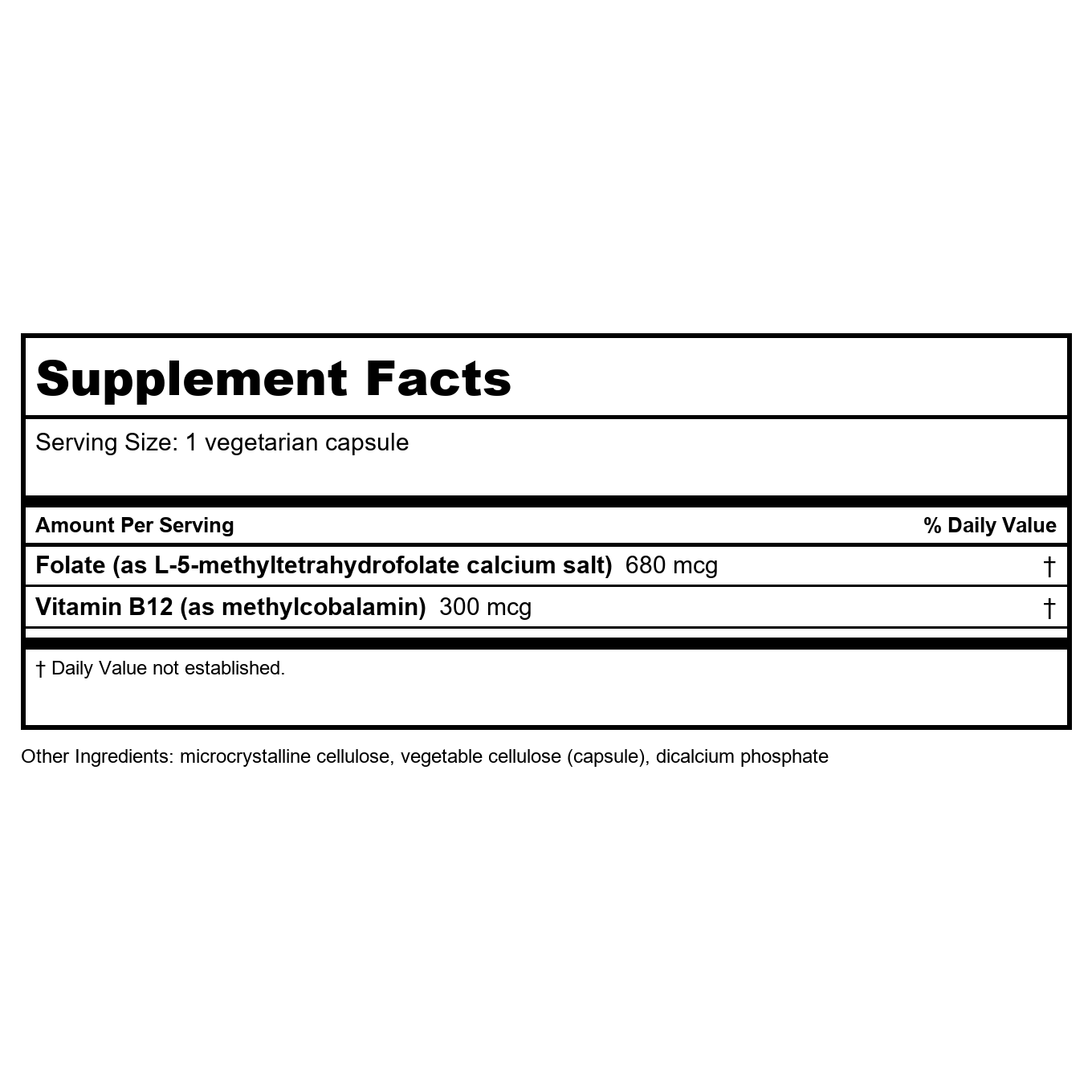 Life Extension BioActive Folate & Vitamin B12 90 Vcaps