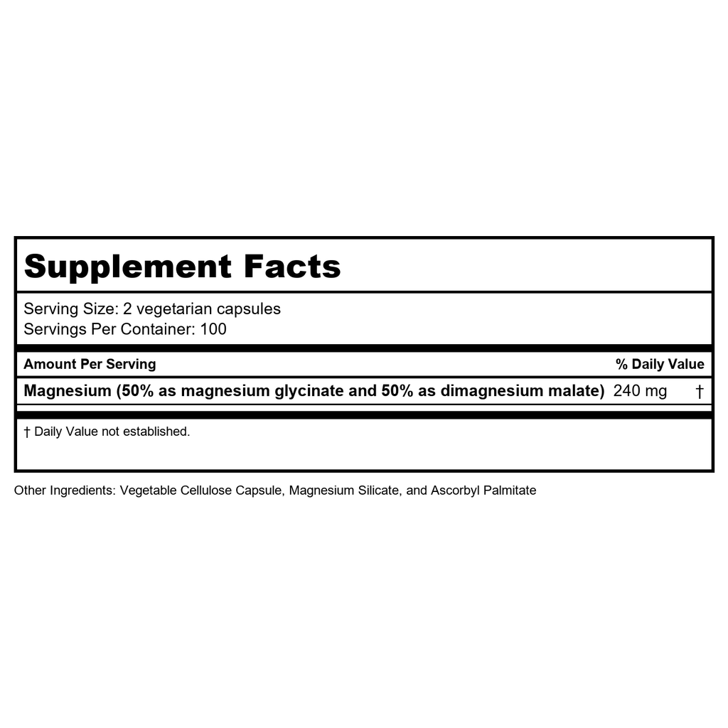 Vital Nutrients Magnesium Glycinate/Malate 200 Vcap