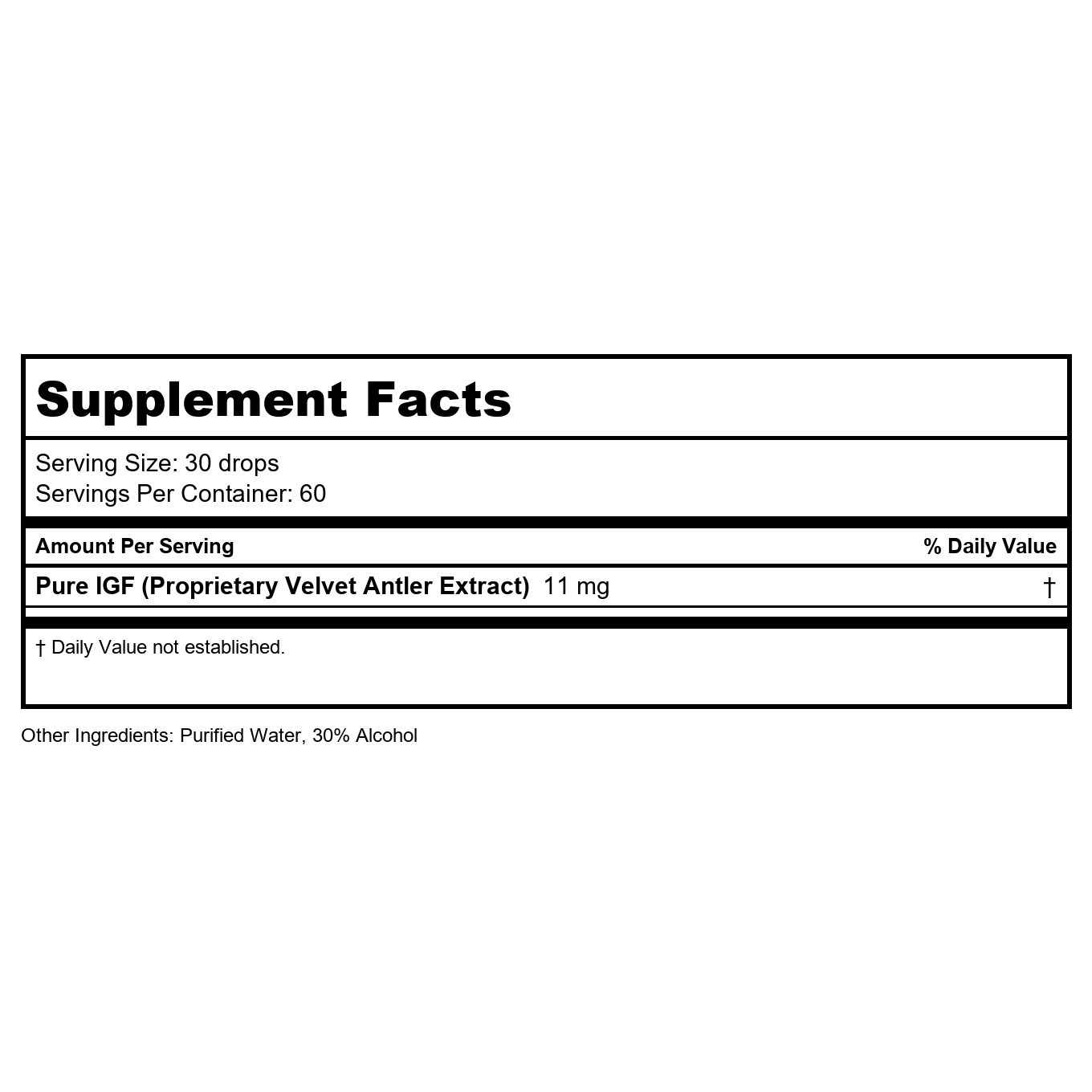 Pure Solutions - Pure IGF Premium Advanced Formula From Deer Velvet Antler Extract 11 mg. - 2 fl. oz.