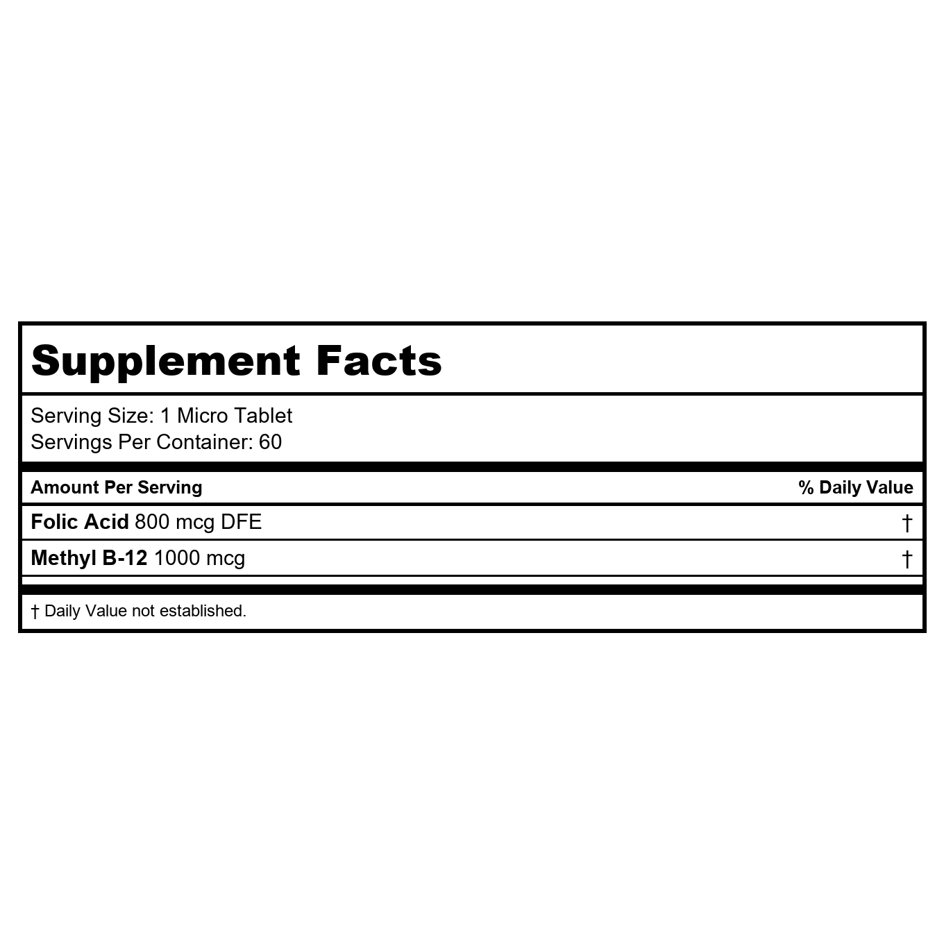 KAL Folic Acid Methyl B-12 60 Micro Tablets    97813