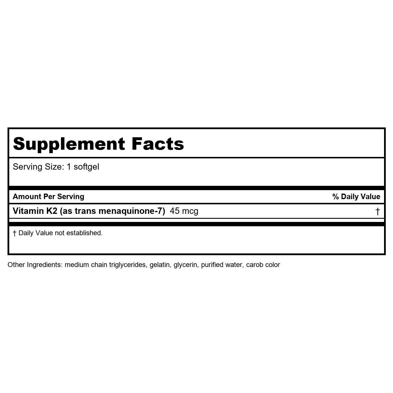 Life Extension Low Dose Vitamin K2 / MK-7 45mcg 90 Softgels - 2 Pack