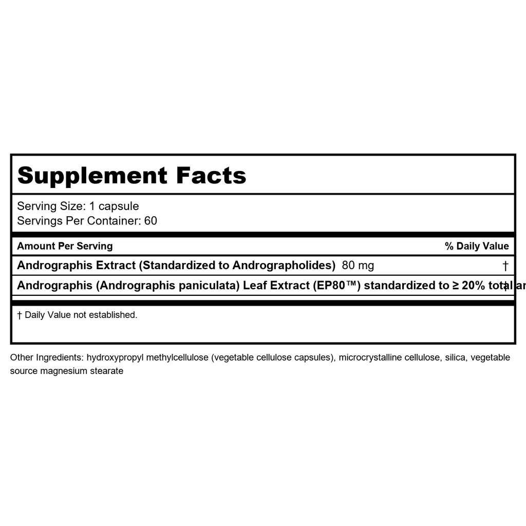 Euromedica Andrographis EP80 Extra Strength 60 Capsules