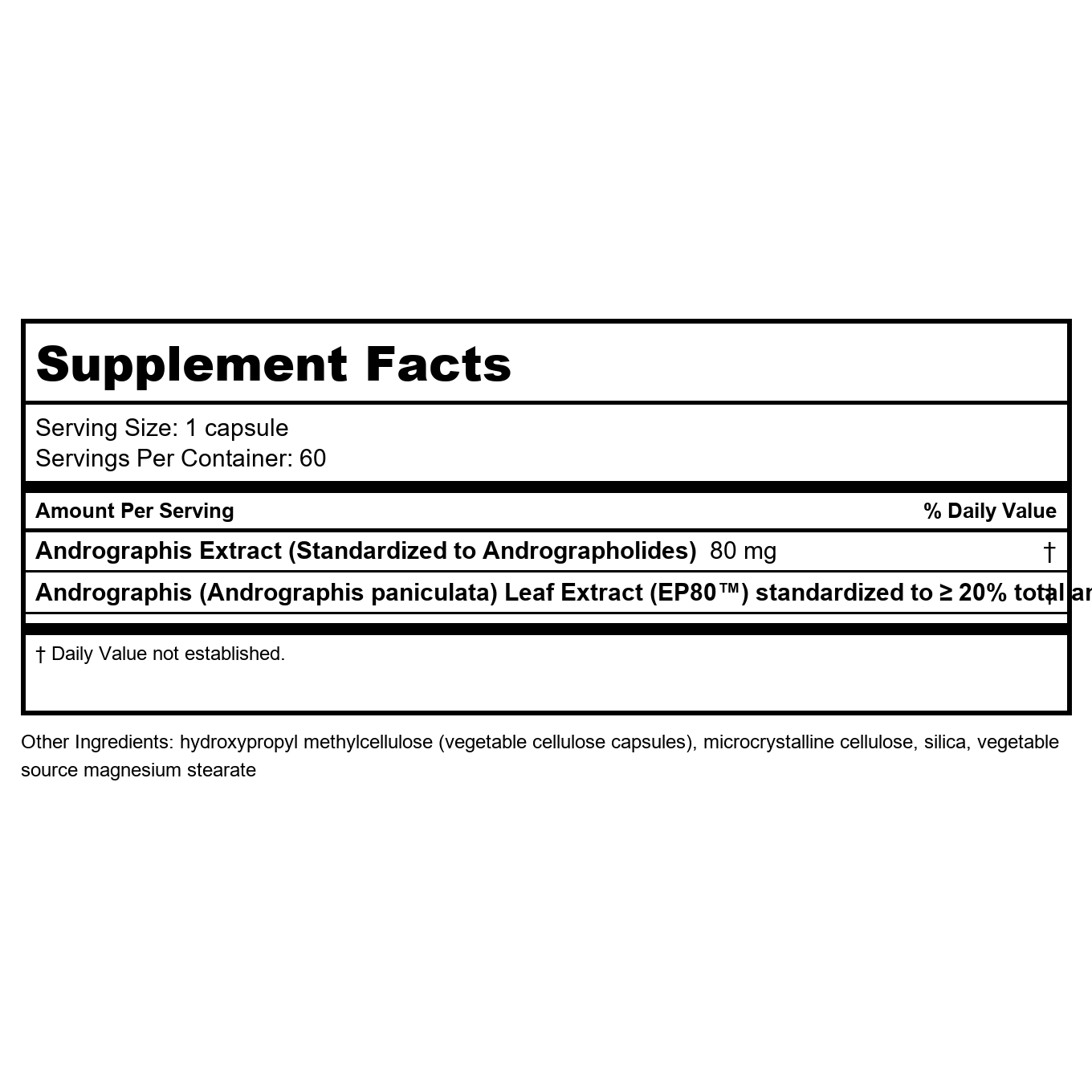 Euromedica Andrographis EP80 Extra Strength 60 Capsules