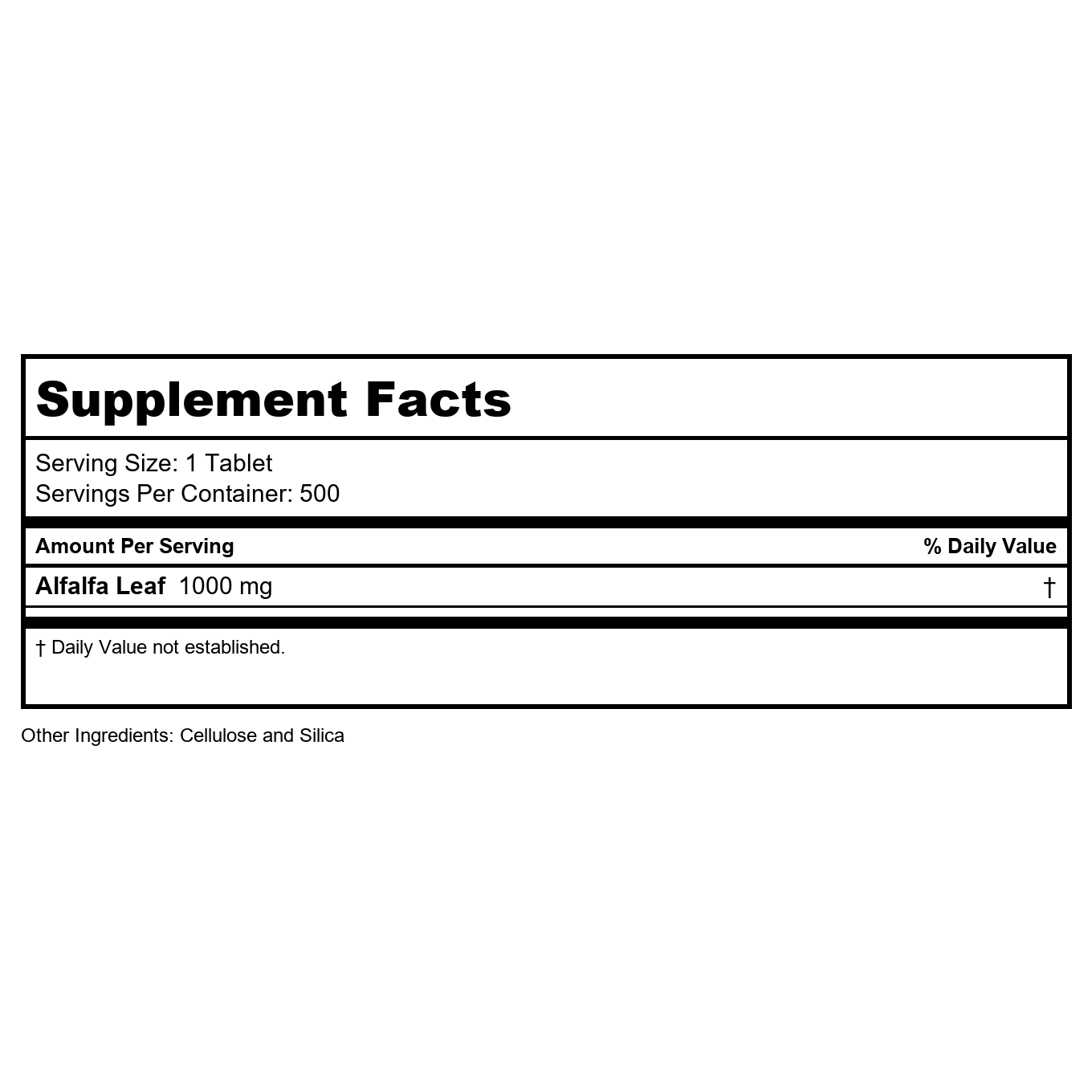 Nature's Life Alfalfa Leaf 1,000mg 500 Tablets   00114