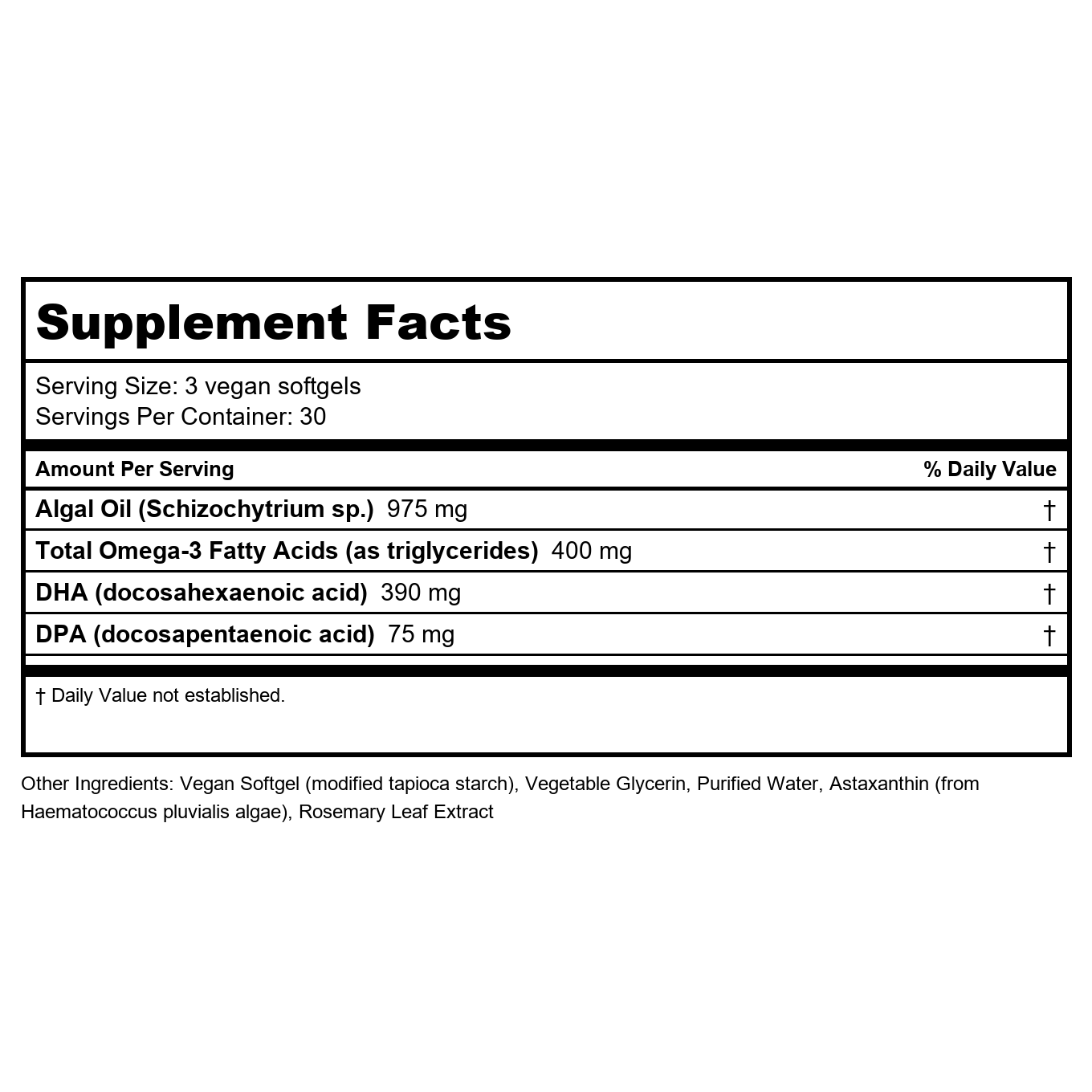 Vital Nutrients Ultra Pure Vegan Omega SPM  90 Mini Softgels