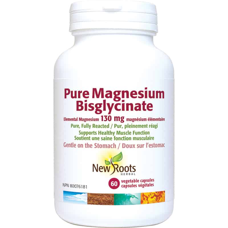 New Roots Herbal Pure Magnesium Bisglycinate 130 mg 60 Capsules