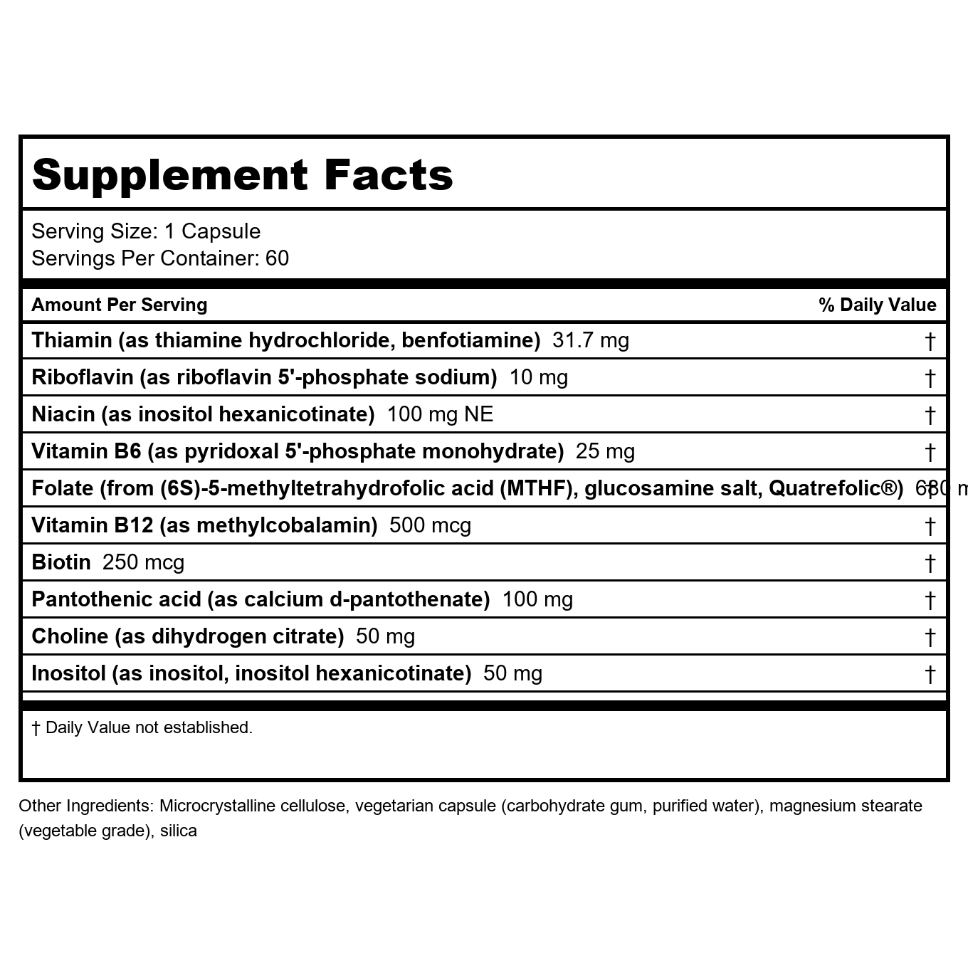 Bioclinic Naturals Enhanced B Complex 60 Softgels - Biologically Active and with Quatrefolic Folate