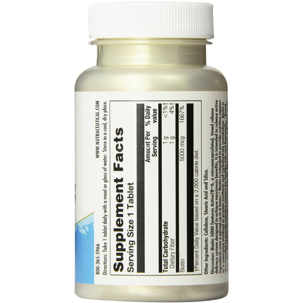 KAL Biotin 5000 TR Tablets, 5000 mcg, 60 Count
