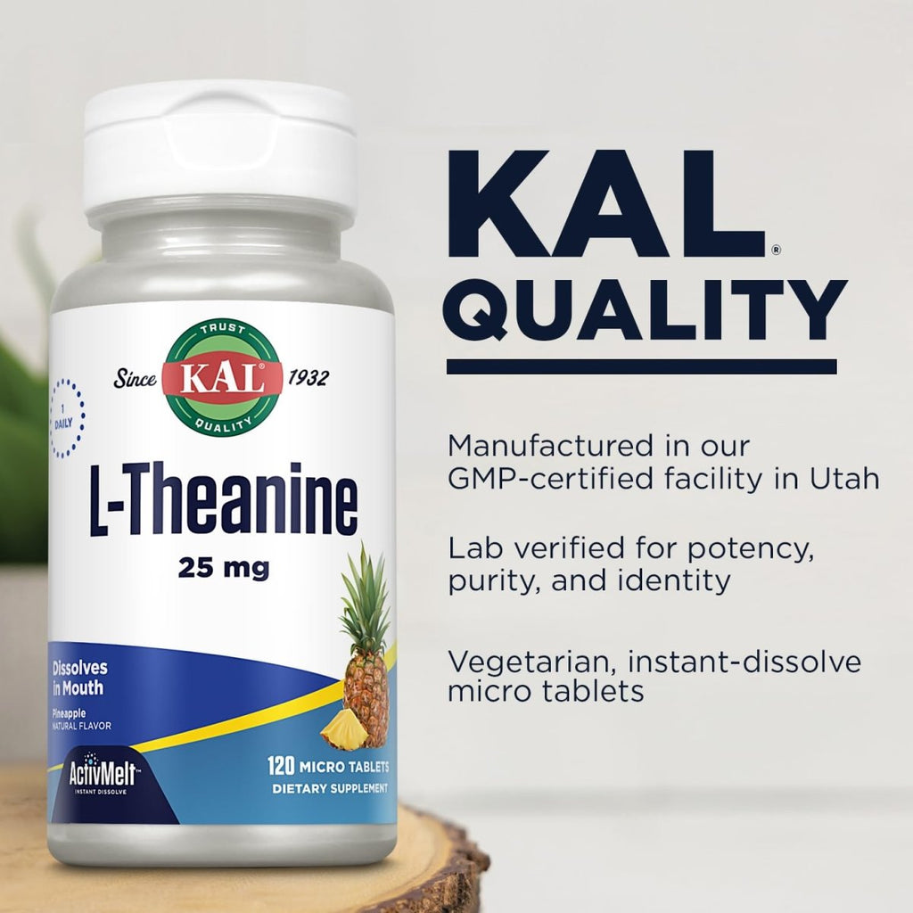 KAL L-Theanine ActivMelt 25mg Pineapple 120 Micro Tablets  PN  40757