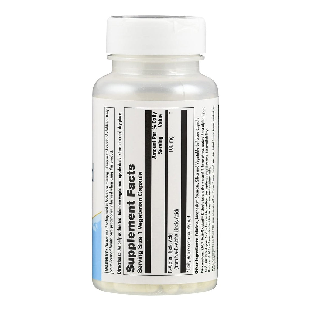 KAL R-Lipoic Acid AntiOxidant 100mg 60 Vcaps  PN 50212
