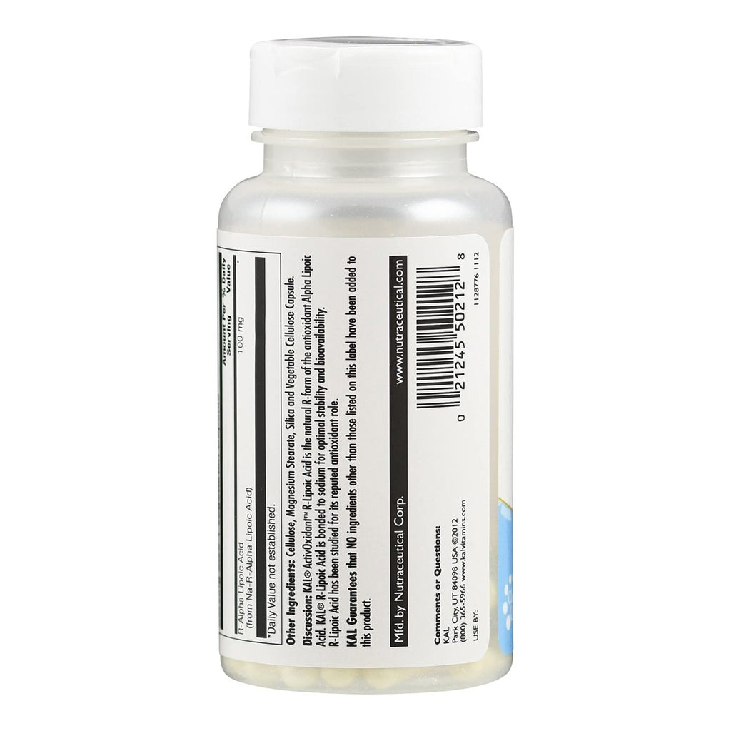 KAL R-Lipoic Acid AntiOxidant 100mg 60 Vcaps  PN 50212