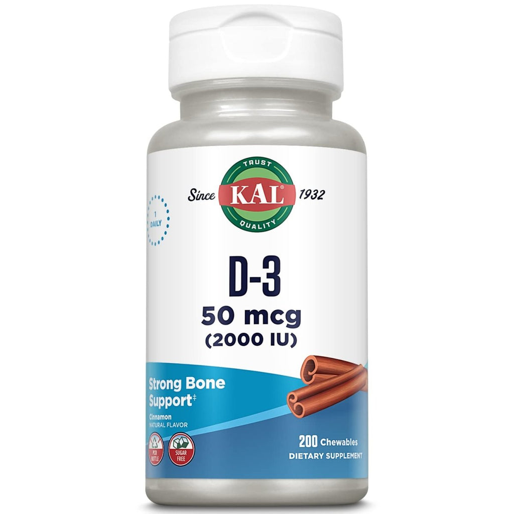 KAL Vitamin D3 Chewables 50 mcg, Vitamin D 2000 IU as Cholecalciferol, 200 Chewables   49864