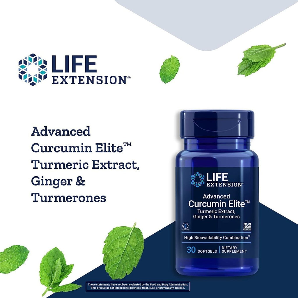 Life Extension Advanced Curcumin Elite Turmeric Extract, Ginger & Turmerones ? For Healthy Inflammatory & Immune Response and Cardiovascualr & Brain Health ? Gluten-Free, Non-GMO ? 30 Softgels