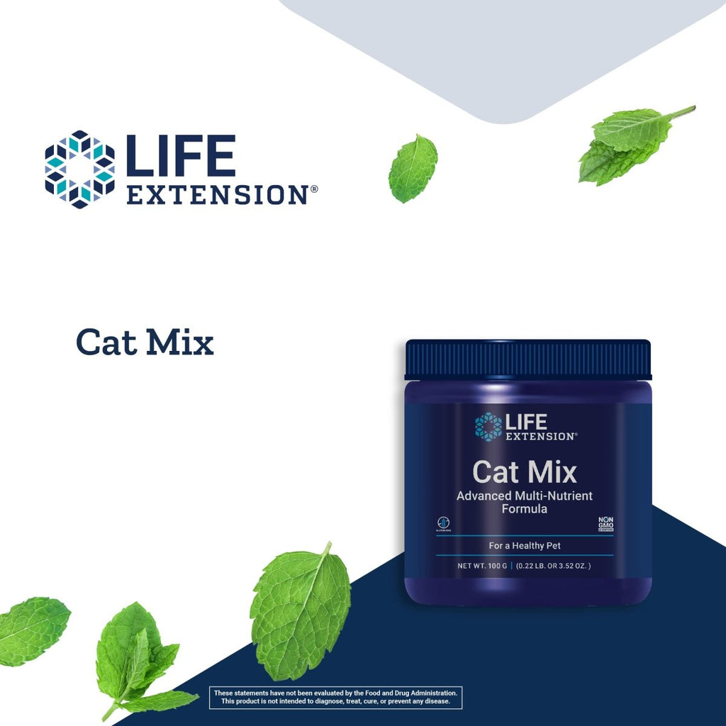 Life Extension Cat Mix ? For Heart, Kidney & Pancreatic Function + Gut Health ?with Vitamins & Essential Nutrients - Formula For Kitty - Gluten-Free, Non-GMO ? Net Wt.100 Grams (85 Servings)