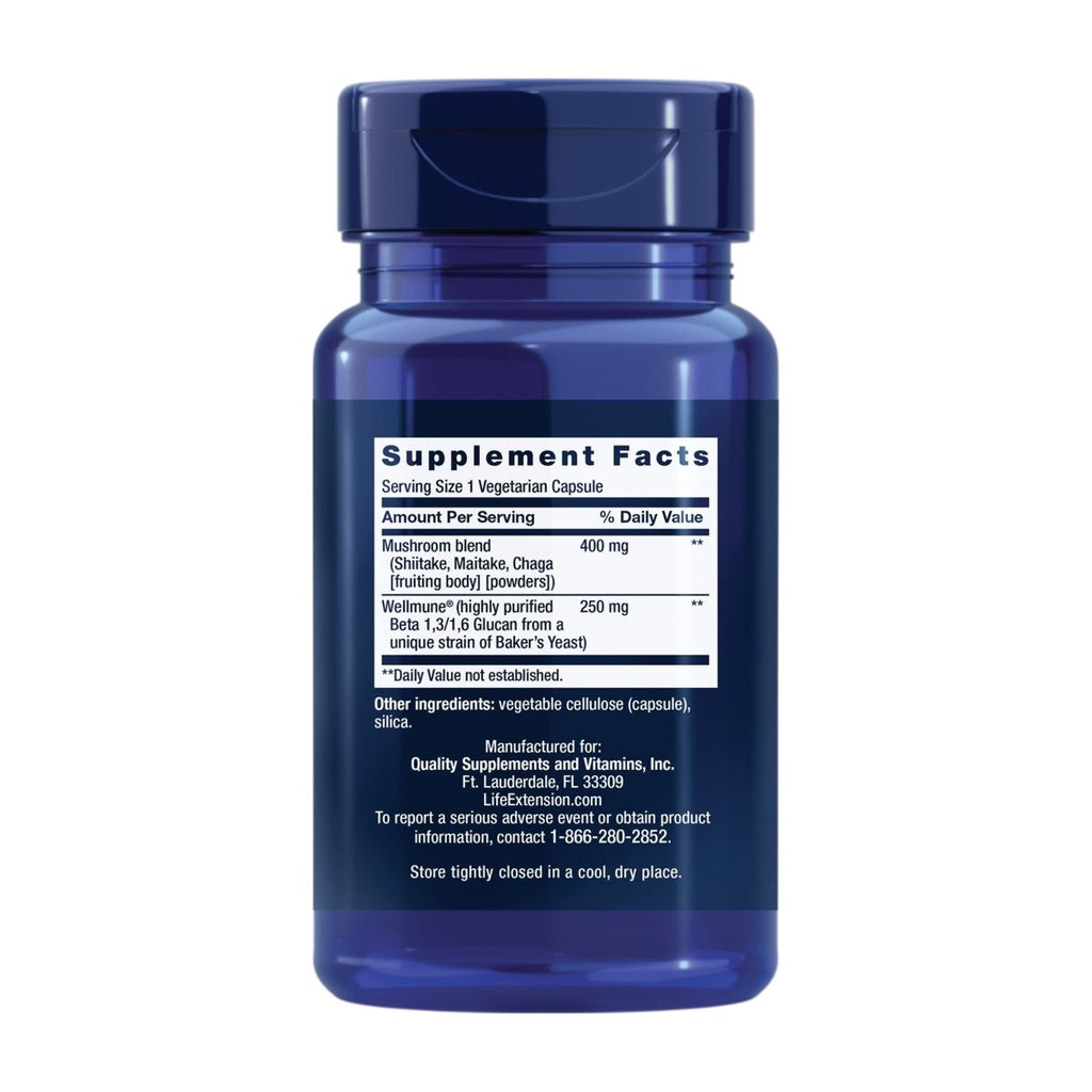 Life Extension - Mushroom Immune with Beta Glucans - 30 Vegetarian Capsules