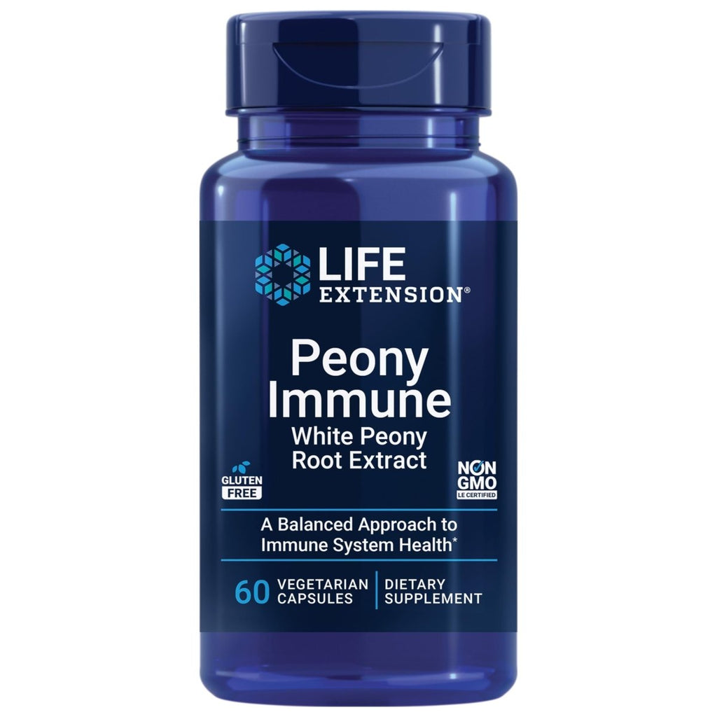 Life Extension Peony Immune - White Peony Root-Extract Supplement for Healthy Immune Support and Cell Balance - Non-GMO, Gluten-Free, Vegetarian - 60 Capsules