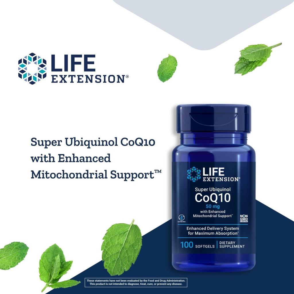 Life Extension Super Ubiquinol CoQ10 50mg with Enhanced Mitochondrial Support 100 Softgels