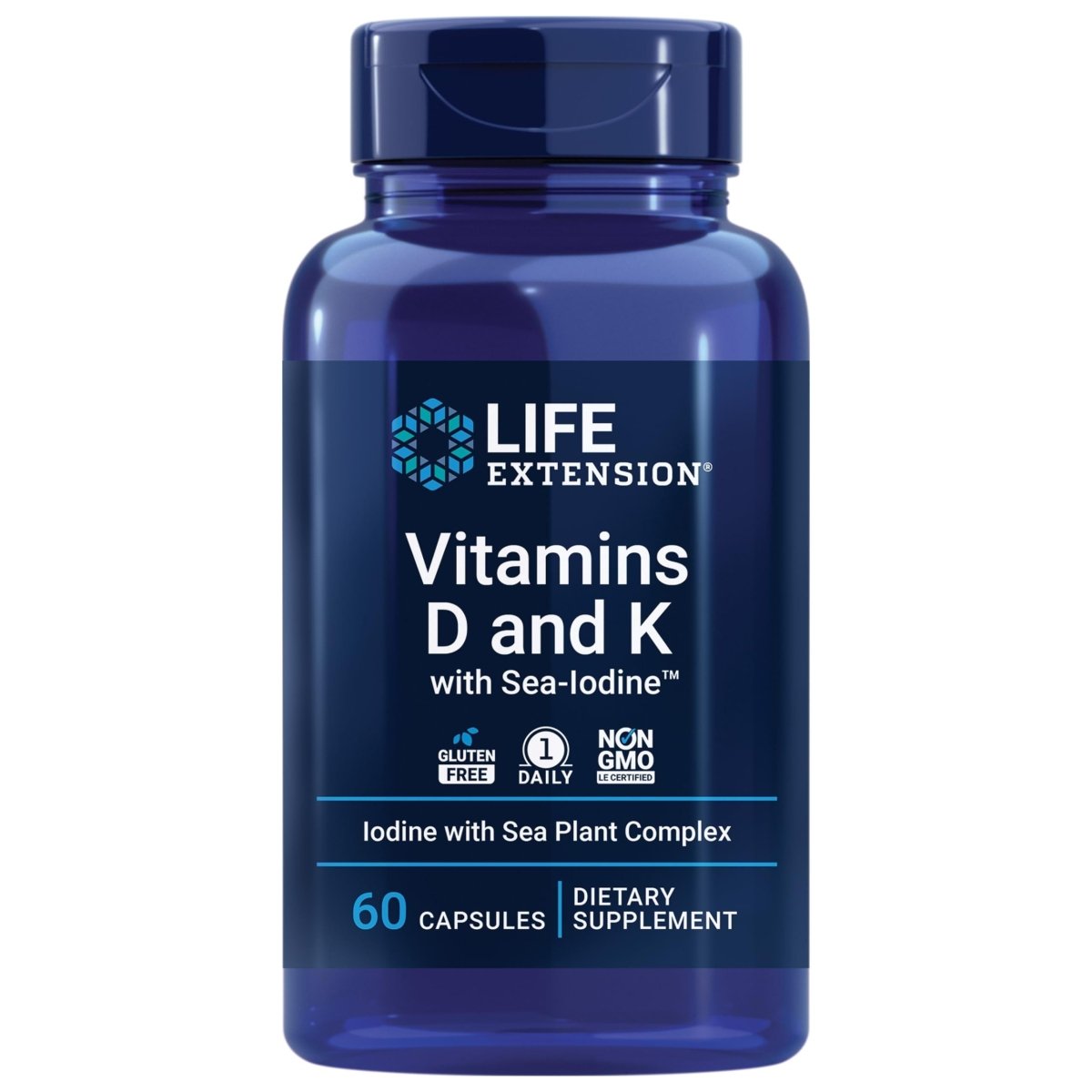 Life Extension Vitamins D and K with Sea-Iodine 60 Capsules