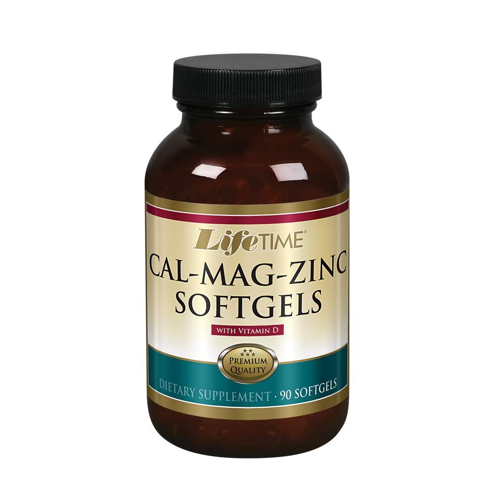 Lifetime Calcium Magnesium Zinc w/Vitamin D | Support Bone, Muscle & Immunity Health | Easy Absorption | Softgel Capsule | 90 Capsules, 30 Servings    40035