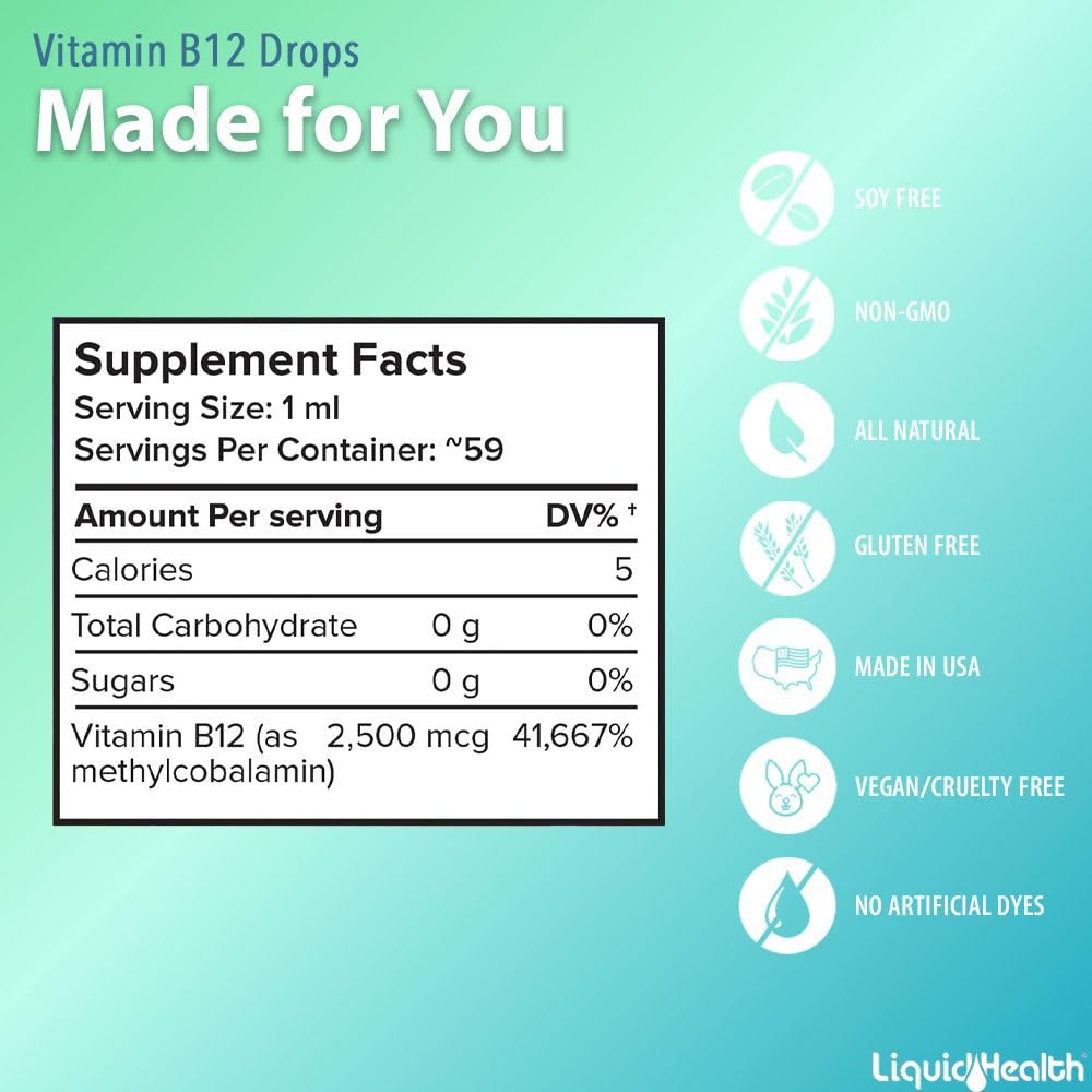 LiquidHealth - Vitamin B12 Drops - 2.03 fl. oz.