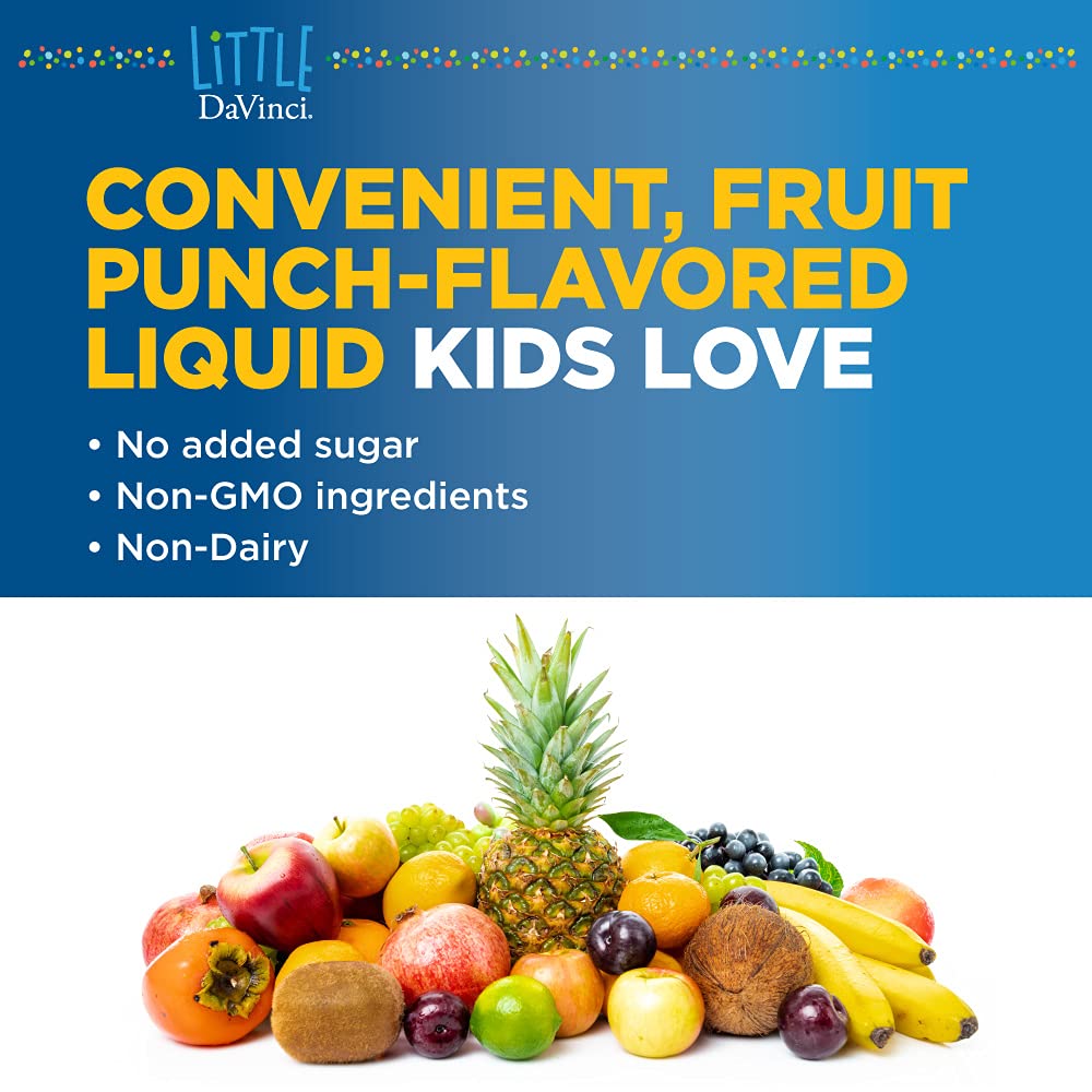Little DaVinci Calm - Calming Supplement for Kids* - Supports Relaxation, Focus and Alertness* - With Green Tea Leaf Extract and Stevia Leaf Extract - Fruit Punch Flavor - 30 ml