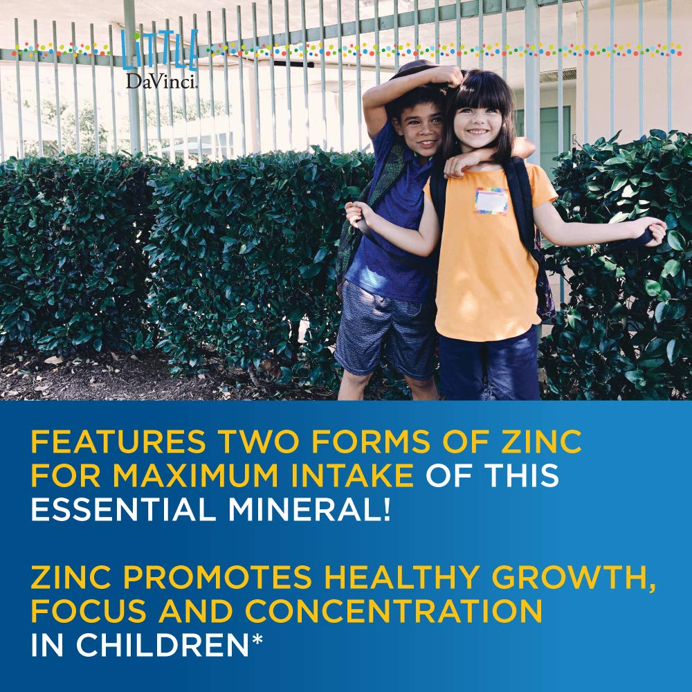 Little DaVinci Immuni-z - Kids Zinc Lozenge to Support Immune Health, Throat Tissue, Brain Health and Development, Sleep and Focus* - with Zinc Citrate and More - Lemon Flavor - 60 Lozenges