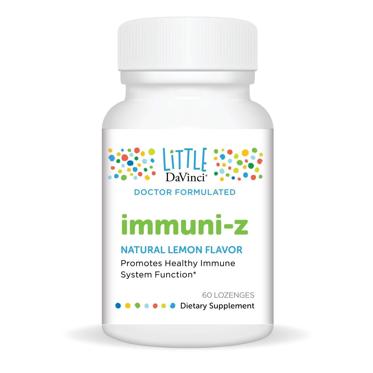 Little DaVinci Immuni-z - Kids Zinc Lozenge to Support Immune Health, Throat Tissue, Brain Health and Development, Sleep and Focus* - with Zinc Citrate and More - Lemon Flavor - 60 Lozenges