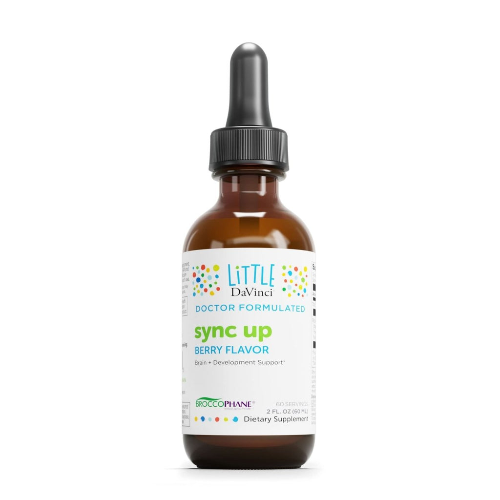 Little DaVinci Sync Up - Liquid Supplement for Kids to Support Cognitive Function, Social Interaction, Focus and Immune Response* - With Sunflower Lecithin and More - Berry Flavor - 60 ml, 60 Servings