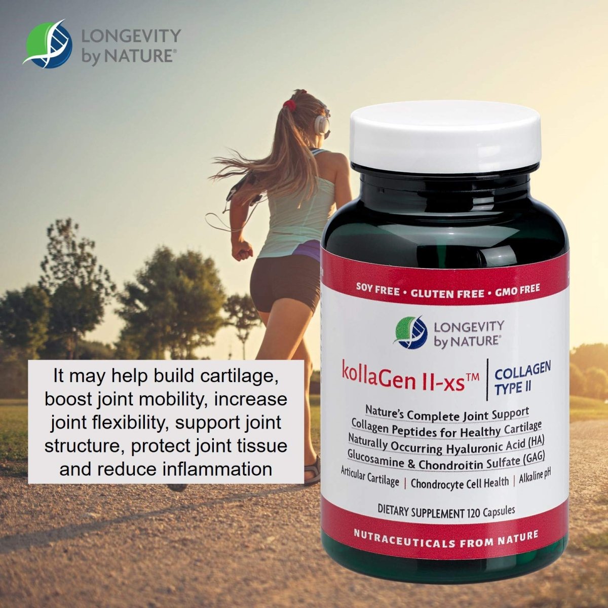Longevity by Nature - KollaGen II-xs Collagen Type II - 120 Capsules  00215