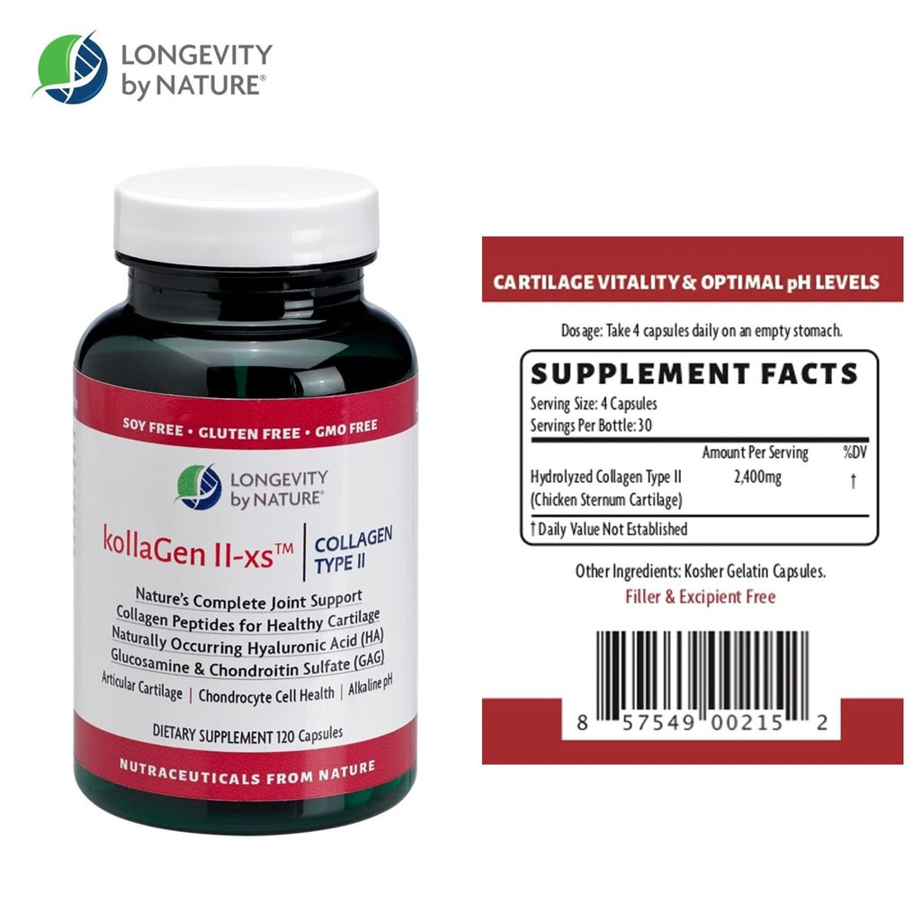 Longevity by Nature - KollaGen II-xs Collagen Type II - 120 Capsules  00215