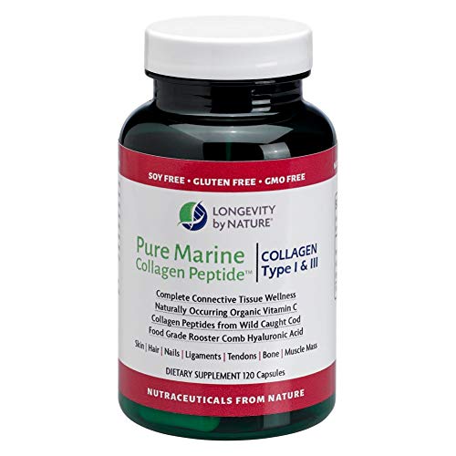 Longevity by Nature - Pure Marine Collage Peptide Type I & III - 120 Capsules