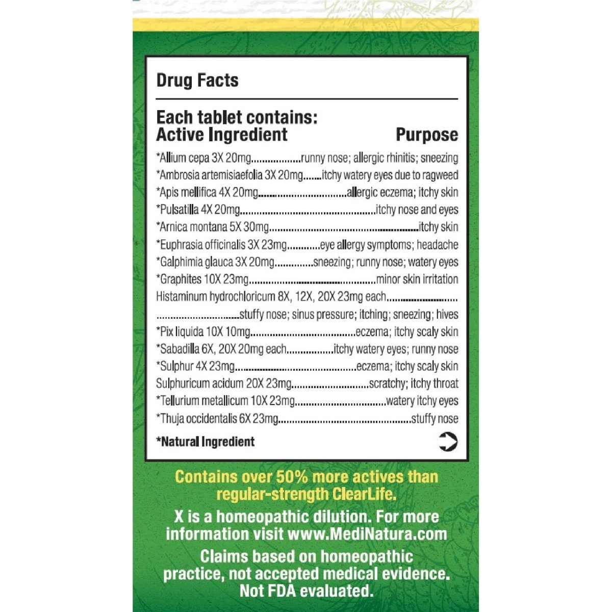 Medinatura ClearLife Allergy Extra Strength 60 Tablets