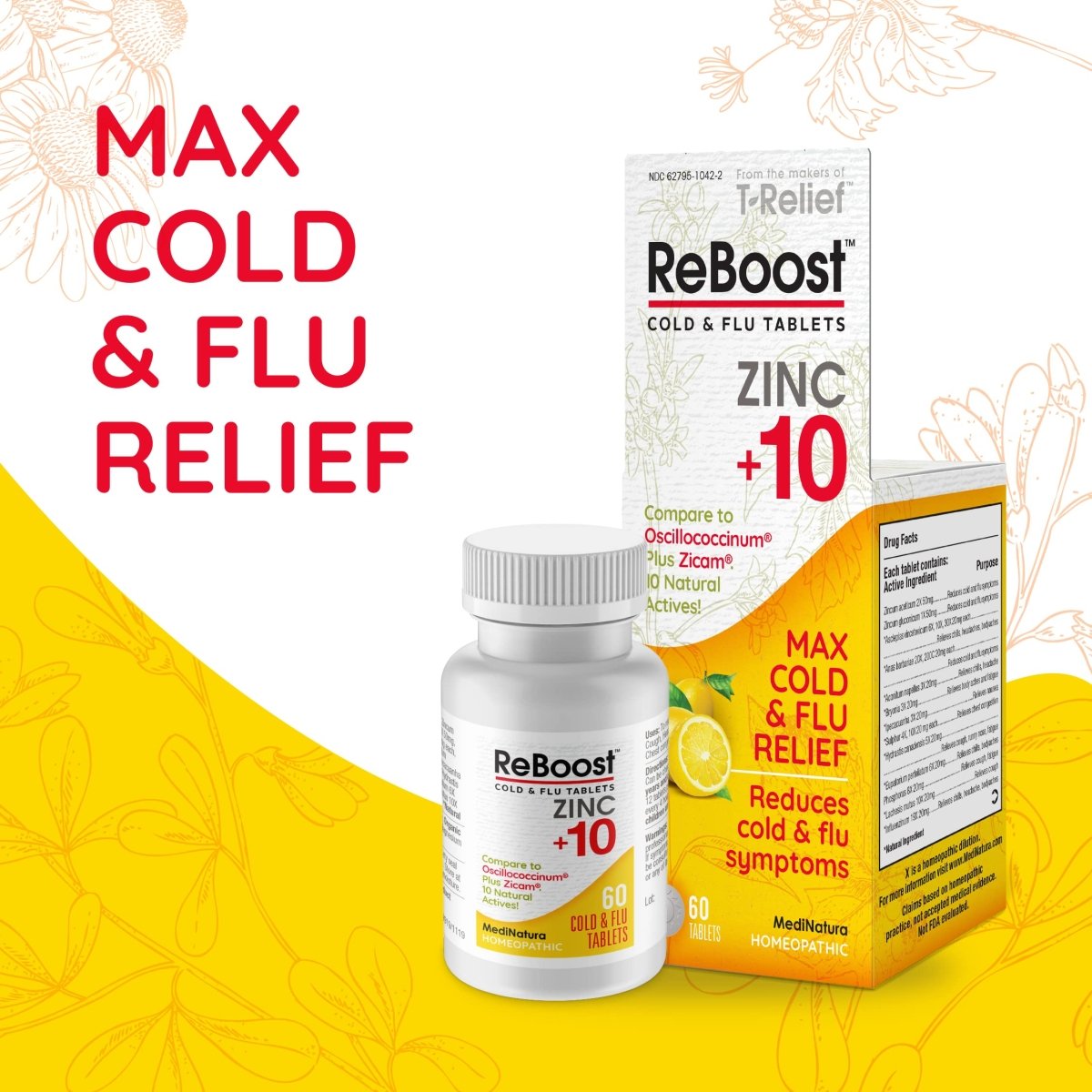 MediNatura Reboost Cold/Flu Lemon 60 Tablets