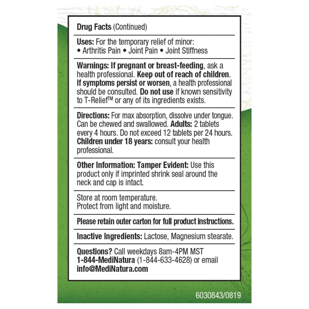 MediNatura T-Relief Arnica +12 Arthritis 100 Tablets