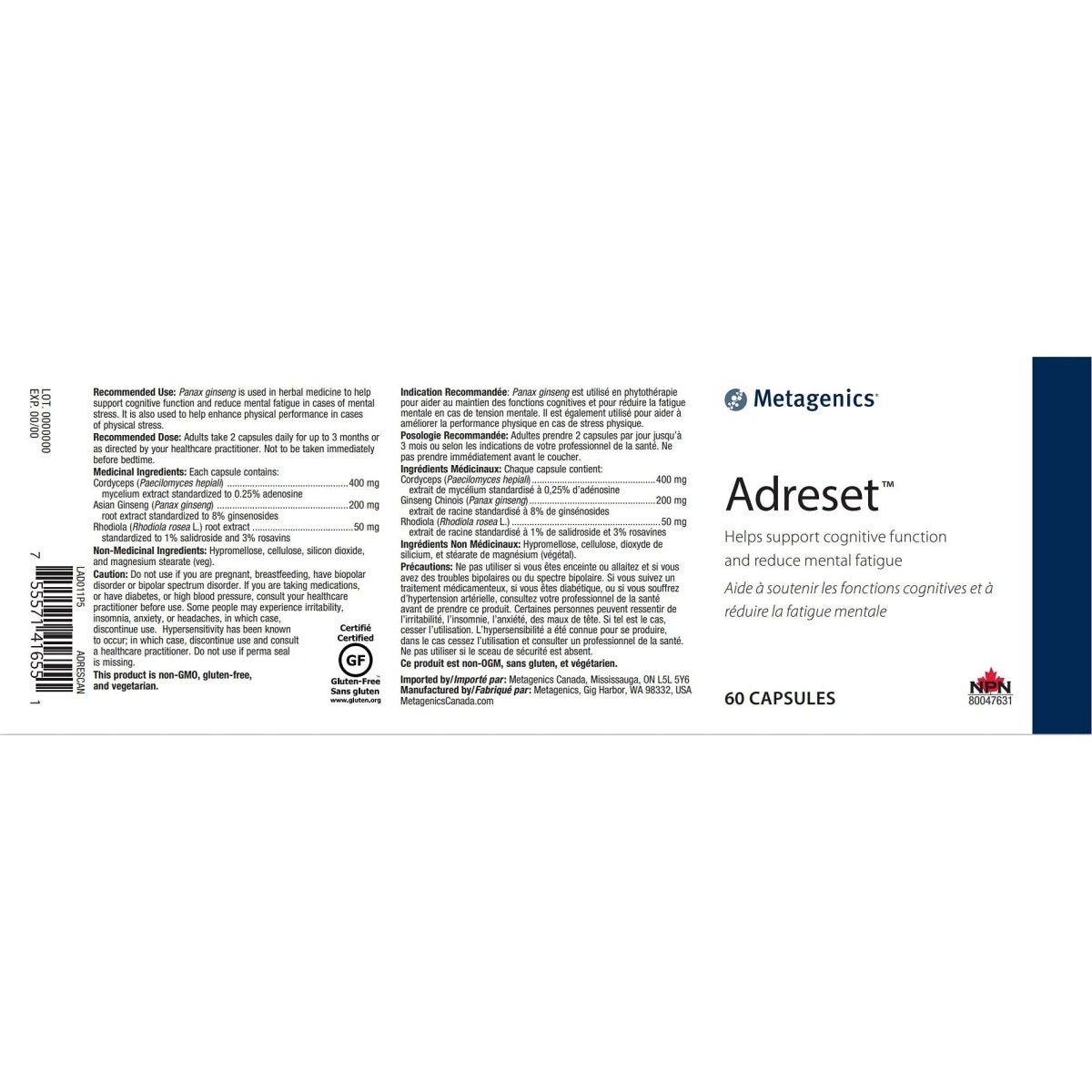 Metagenics Adreset - 60 Capsules