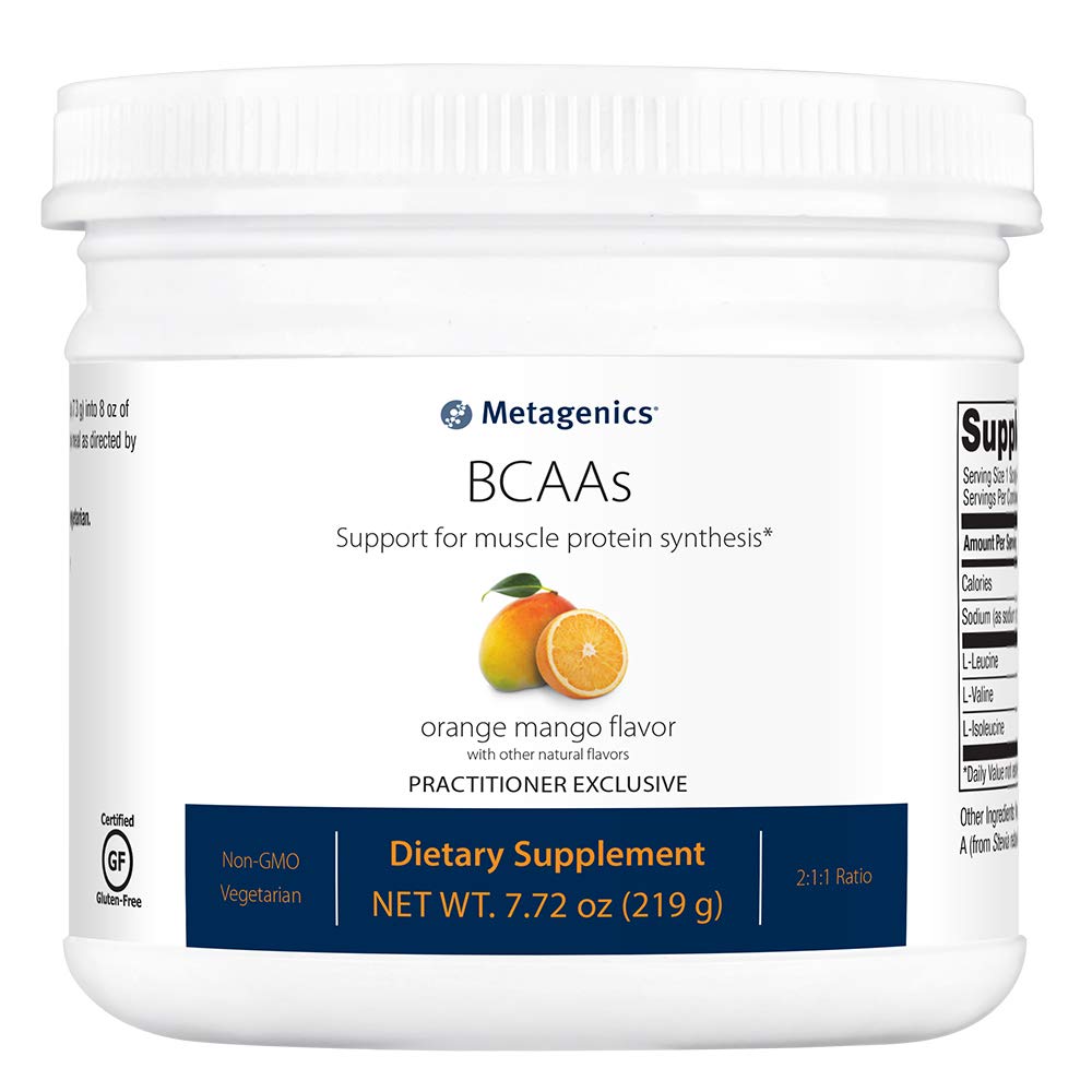 Metagenics BCAAs Powder 7.72 oz (219 g), Orange Mango Flavor, 30 Servings - Non-GMO, Gluten Free, Vegetarian