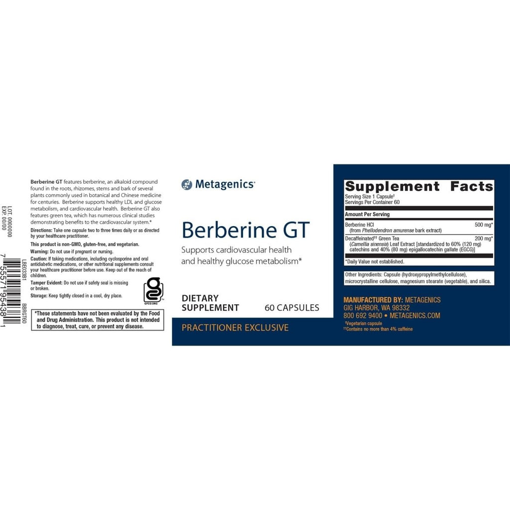 Metagenics Berberine GT - Supports Cardiovascular Health and Healthy Glucose Metabolism* | 60 Count