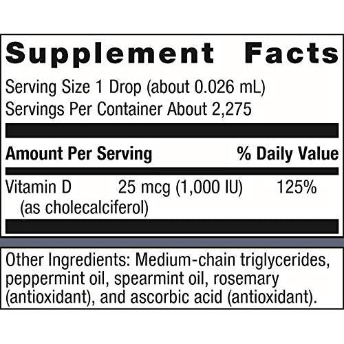 Metagenics MetaKids D3 1000 IU Liquid Vitamin D Supplement to Help Support Bone and Immune Health - 2 fl oz, 2,275 Servings